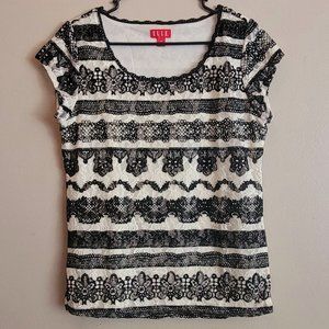 ELLE Womens Lace Detail Fashion Top